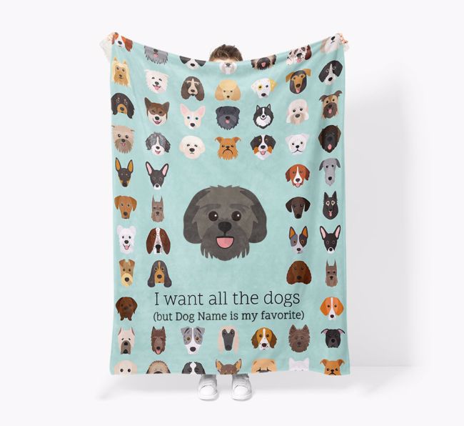 'All The Dogs' - Personalized {breedFullName} Blanket: Premium Sherpa Fleece